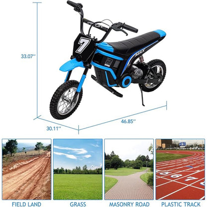 24V Electric Dirt Bike for Kids - 350w Powerful Motorcycle for Boys & Girls' Christmas Gifts, 3 Speed Modes Up to 14.29MPH, Off-Road Motocross Bike Gift for Ages 8-12, No.7
