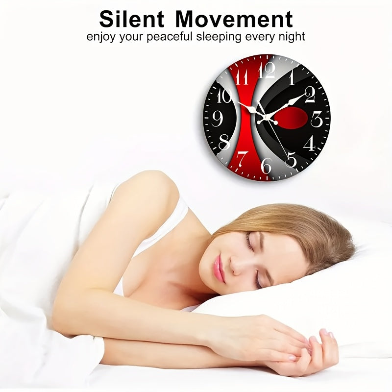 1-Pack JFHT Modern Large Round Wall Clock with Black & Red Face, White Hands & Black Numerals - Minimalist Silent Non-Ticking ( Not Included) - Easy-to-Read Large Face for Living Room, Bedroom, Office Decor - Black/Red/White