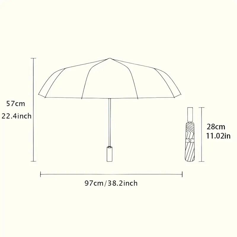 Automatic Open/Close Umbrella with 8-Rib Automatic Folding Canopy - Heavy-Duty Reinforced Frame, Compact Portable Umbrella for Travel,  &, Elegant Black Oval Design - Perfect Gift for s & (Birthday/Christmas)