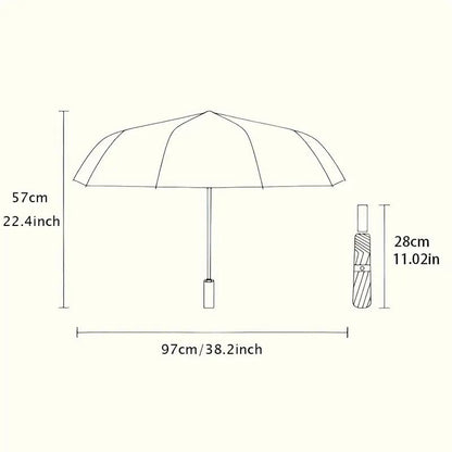 Automatic Open/Close Umbrella with 8-Rib Automatic Folding Canopy - Heavy-Duty Reinforced Frame, Compact Portable Umbrella for Travel,  &, Elegant Black Oval Design - Perfect Gift for s & (Birthday/Christmas)