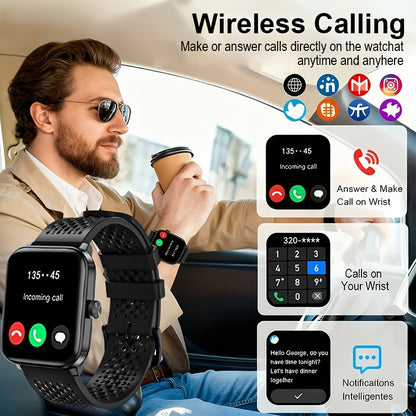 GPS Smart Watch for Men & Women - Outdoor Sports Watch with Wireless HD Calling, Sleep Monitor, Music Control, Fitness Tracker, Compatible with iPhone & Android, Usb Rechargeable, Ideal Christmas Gift For Boyfriend