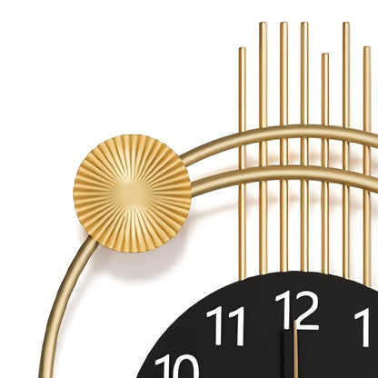 Large Silent Wall Clock with Quartz Movement - Nautical Theme, Wood & Metal Retro Modern Design, Digital Display, Auto-Off, AA Battery Operated (Not Included), Ideal for Living Room, Kitchen, Office Decor, Clock Wall Decor, M