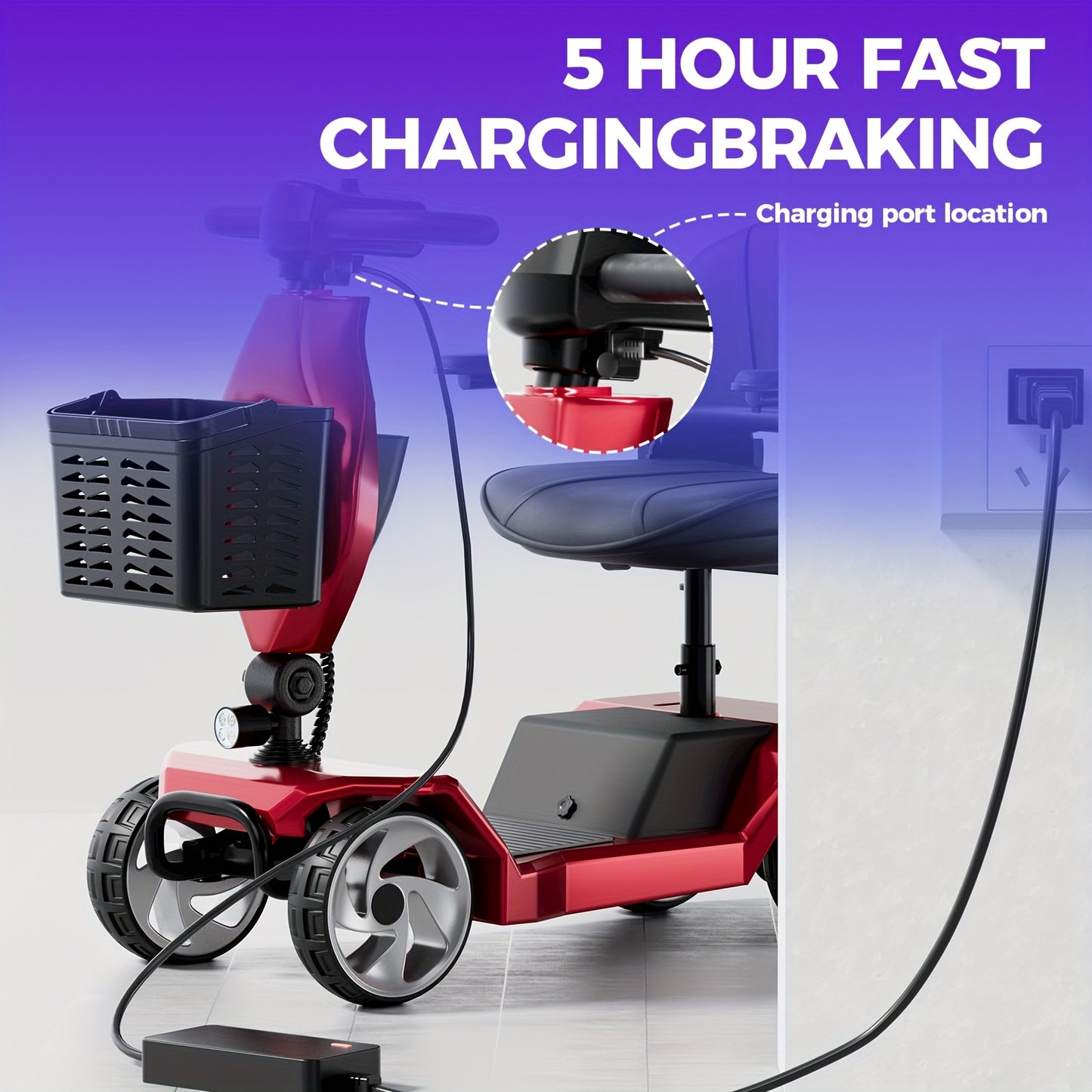 [ Weight Bearing 260 Pounds ] FSA/HSA Four-wheel Electric Scooter With Foldable Design, 15 Mile Range, 250W Dual Motor Front Shopping Basket
