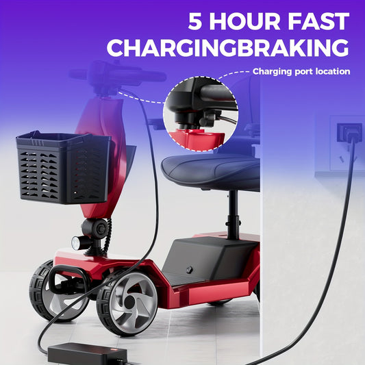 [ Weight Bearing 260 Pounds ] FSA/HSA Four-wheel Electric Scooter With Foldable Design, 15 Mile Range, 250W Dual Motor Front Shopping Basket