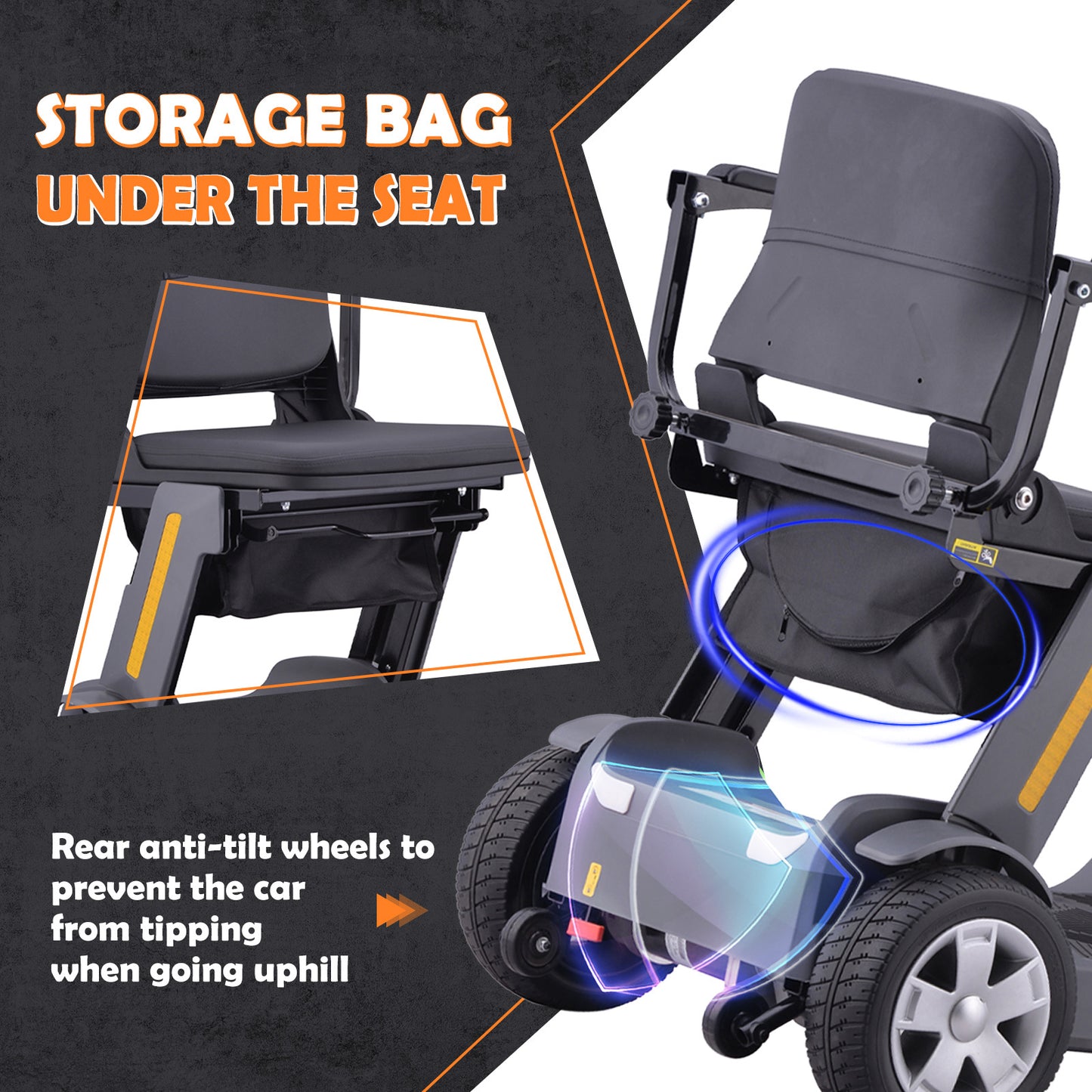 Senior Mobility Scooter 4-Wheel Foldable Electric Scooter for Adults, Lightweight & Portable with LED Lights, Storage Bag & Charger Included, Ready to Use for Travel