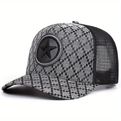2025 New Men'S Outdoor Sports Baseball Cap - Flat Top Hip Hop Hat with Cool Bill, Breathable Mesh Back, & Design, Durable Polyester/Nylon Blend