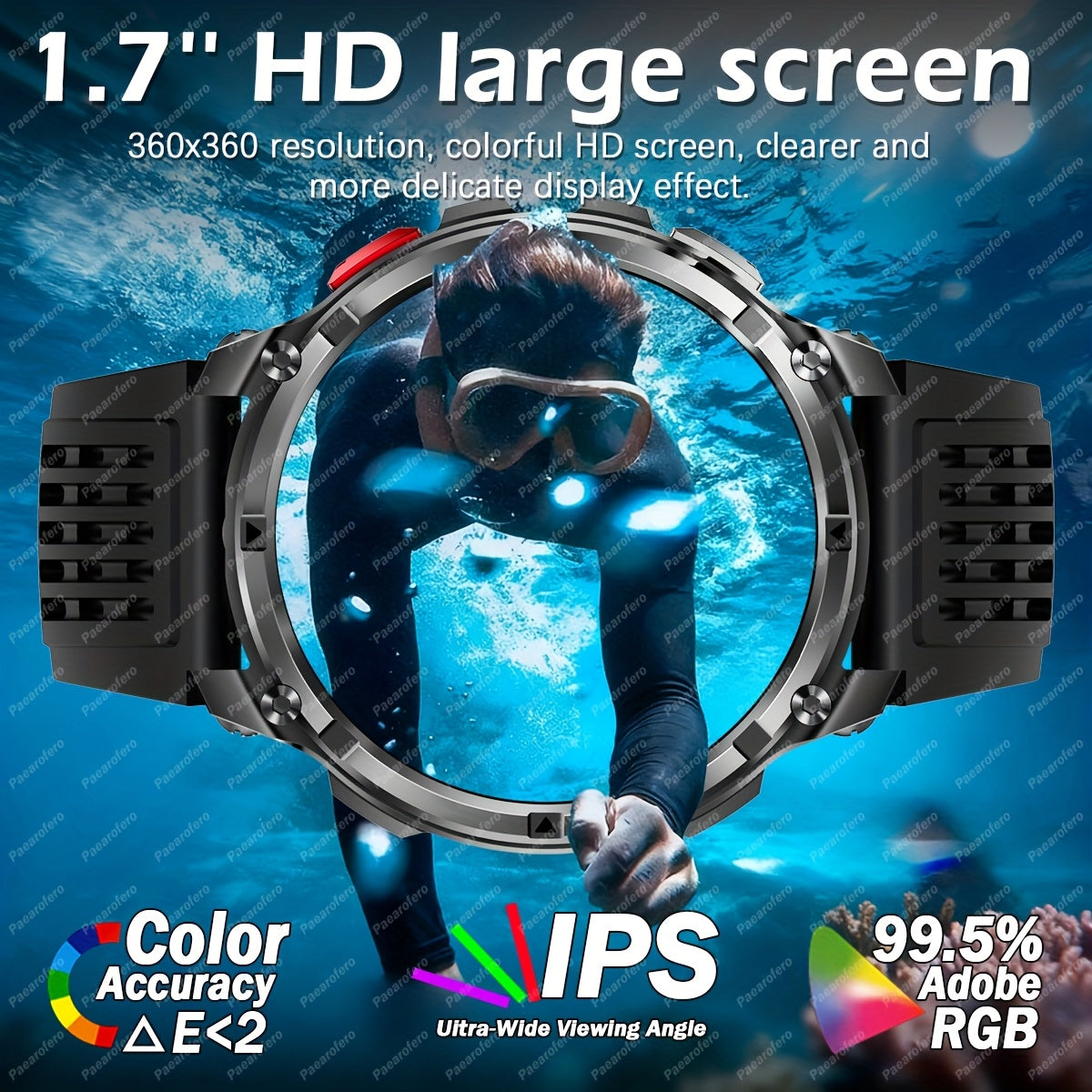 2025 Men's smart watch, 1.7-inch HD display, 1100mAh large-capacity battery, 90-day standby time, outdoor compass, wireless call, LED flashlight, 200+ dials, voice assistant, Men's watch, 120+ sports modes, fitness tracker wa