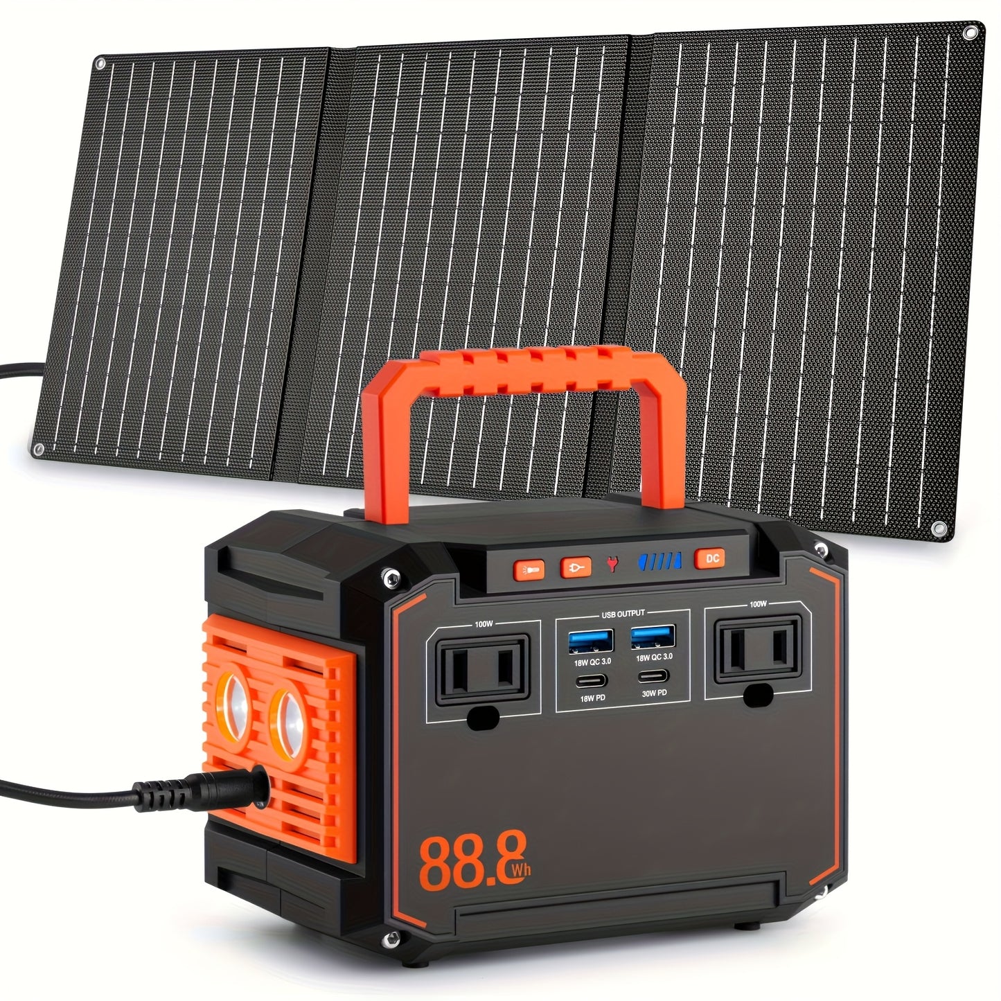 350W/150W Peak Solar Generator Portable Power Station with 60W/40W/30W/21W Solar Panels Included, 240Wh/111Wh/88.8Wh Solar Power Bank AC DC USB Ports for Camping Tents, Emergency Outdoor Home Use, CPAP, Fans, Laptops, Emergen