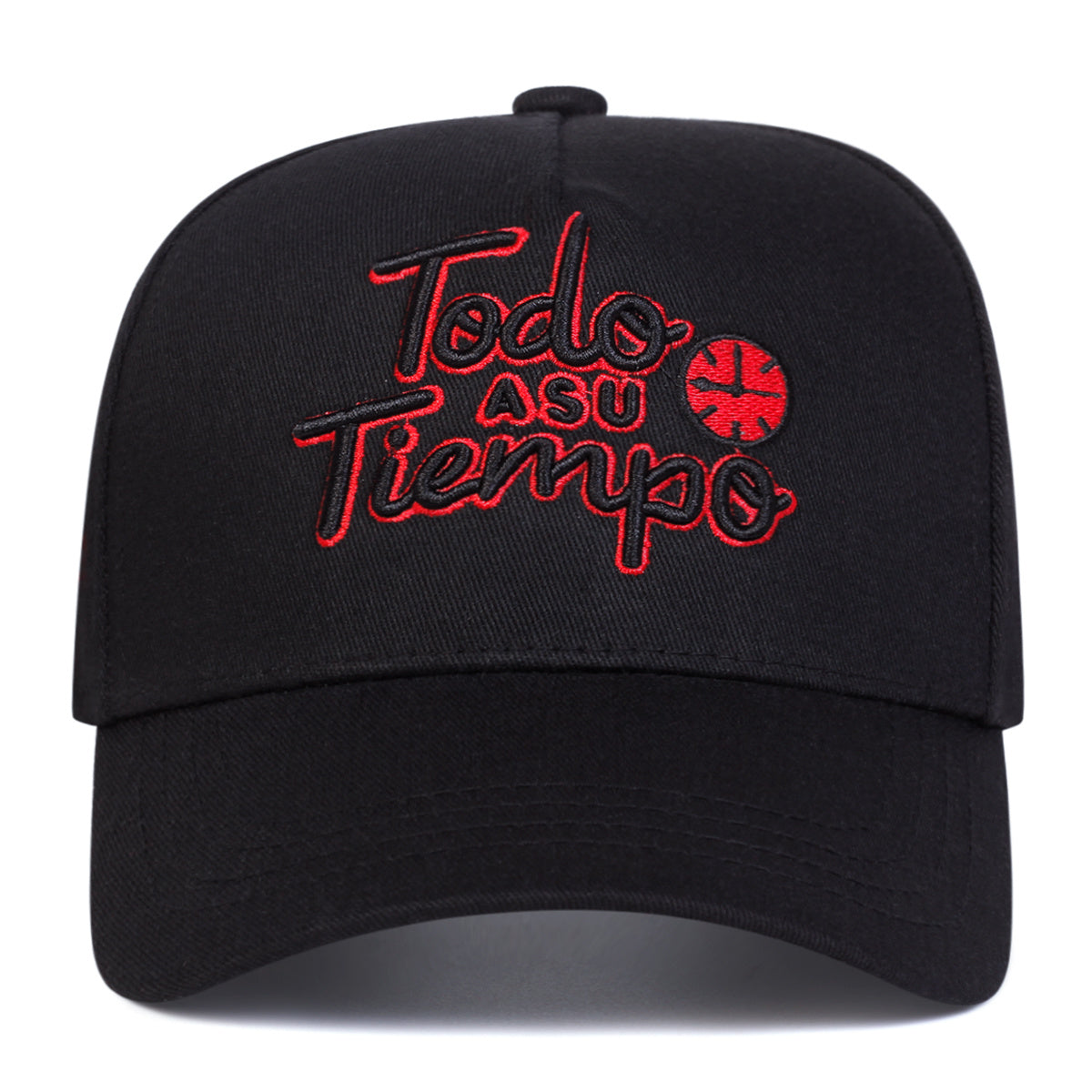 1-Pack TODO A SU TIEMPO Men's Baseball Cap - Lightweight Adjustable Hat with Red "Do It While You Can" Lettering, Black/for Everyday, Travel, Sports - Polyester Casual Outdoor Cap, Leisure Headwear, Stylish Contrast Embroider