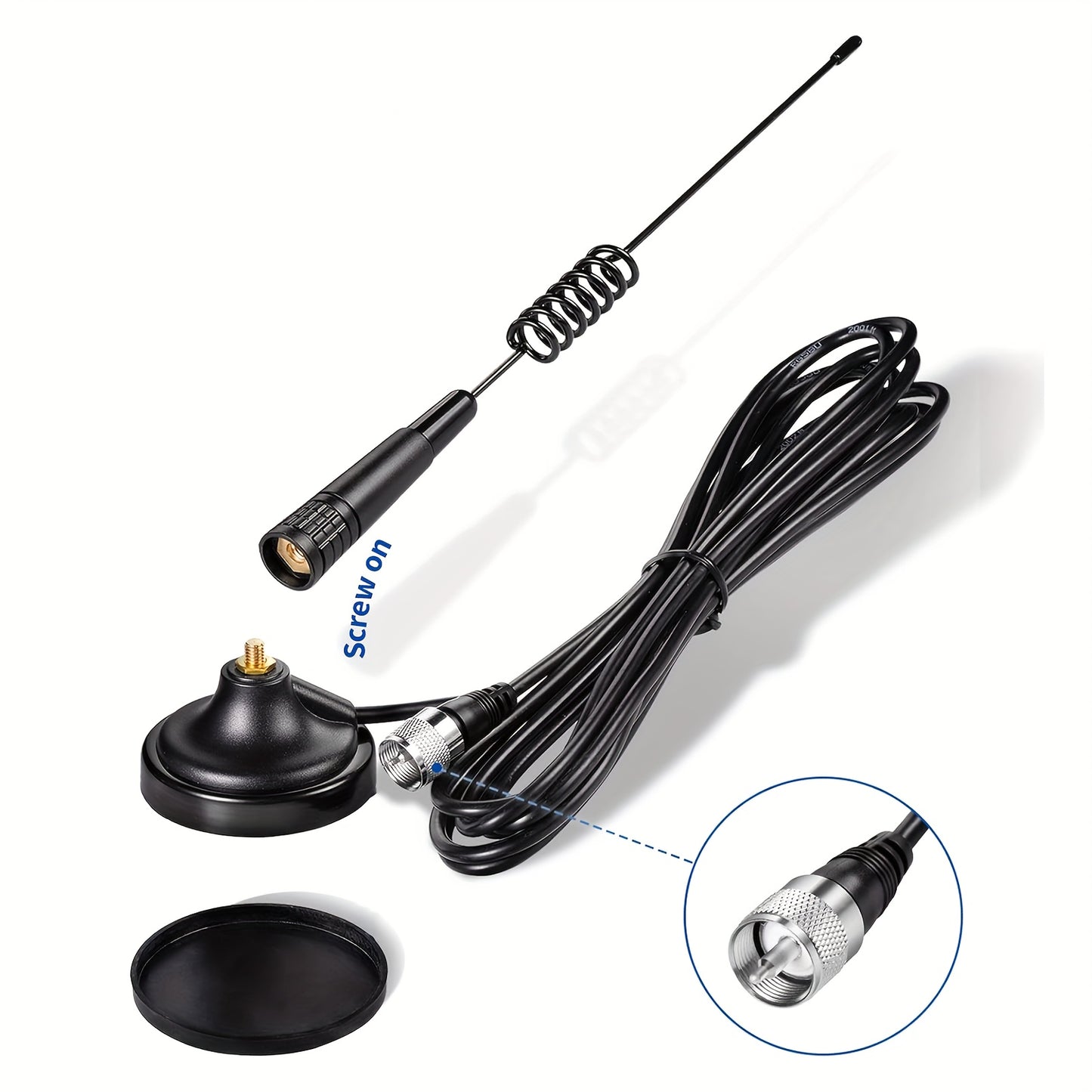 13-Inch Long Range 27MHz CB Radio Antenna with PL-259 BNC Adaptor & Magnetic Mount - High-Gain 27MHz Frequency, Durable Black Design for Midland, Cobra, Uniden, Anytone Truck Radios - Portable Handheld Antenna for Enhanced Si