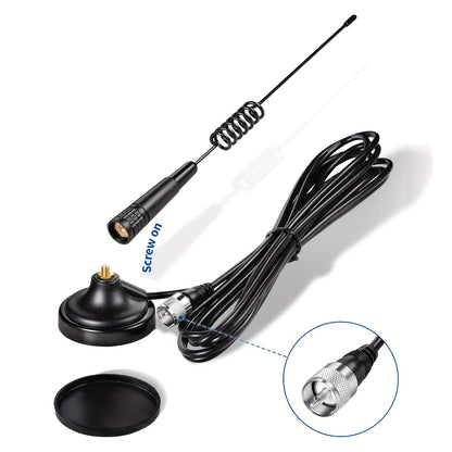 13-Inch Long Range 27MHz CB Radio Antenna with PL-259 BNC Adaptor & Magnetic Mount - High-Gain 27MHz Frequency, Durable Black Design for Midland, Cobra, Uniden, Anytone Truck Radios - Portable Handheld Antenna for Enhanced Si