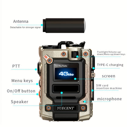 A YUECENT All-In-One 4G LTE Two-Way Intercom with SIM Card - a Heavy-Duty Portable Communication System, Long-Range (Over 30 Km / 18.6 Miles), Noise-Canceling Microphone And App Control, USB Powered for Quick Charging, Compat