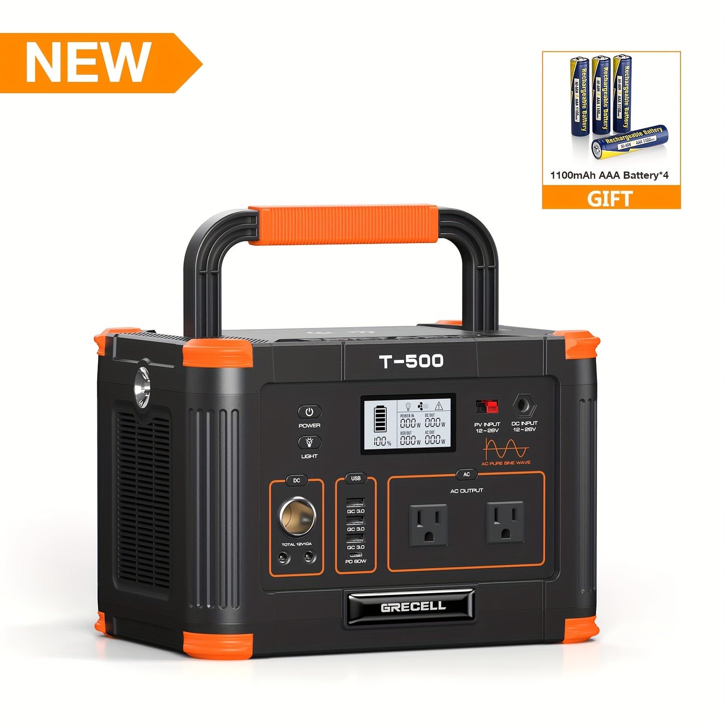 500W 519Wh Portable Power Station, Solar Generator & Lithium Battery Power Bank with 2x 110V AC Outlets,5 Overload & Overheat, Compact & Lightweight for RV, Camping, Home Backup, Outdoor Adventures - Solar, Quiet Operation, M