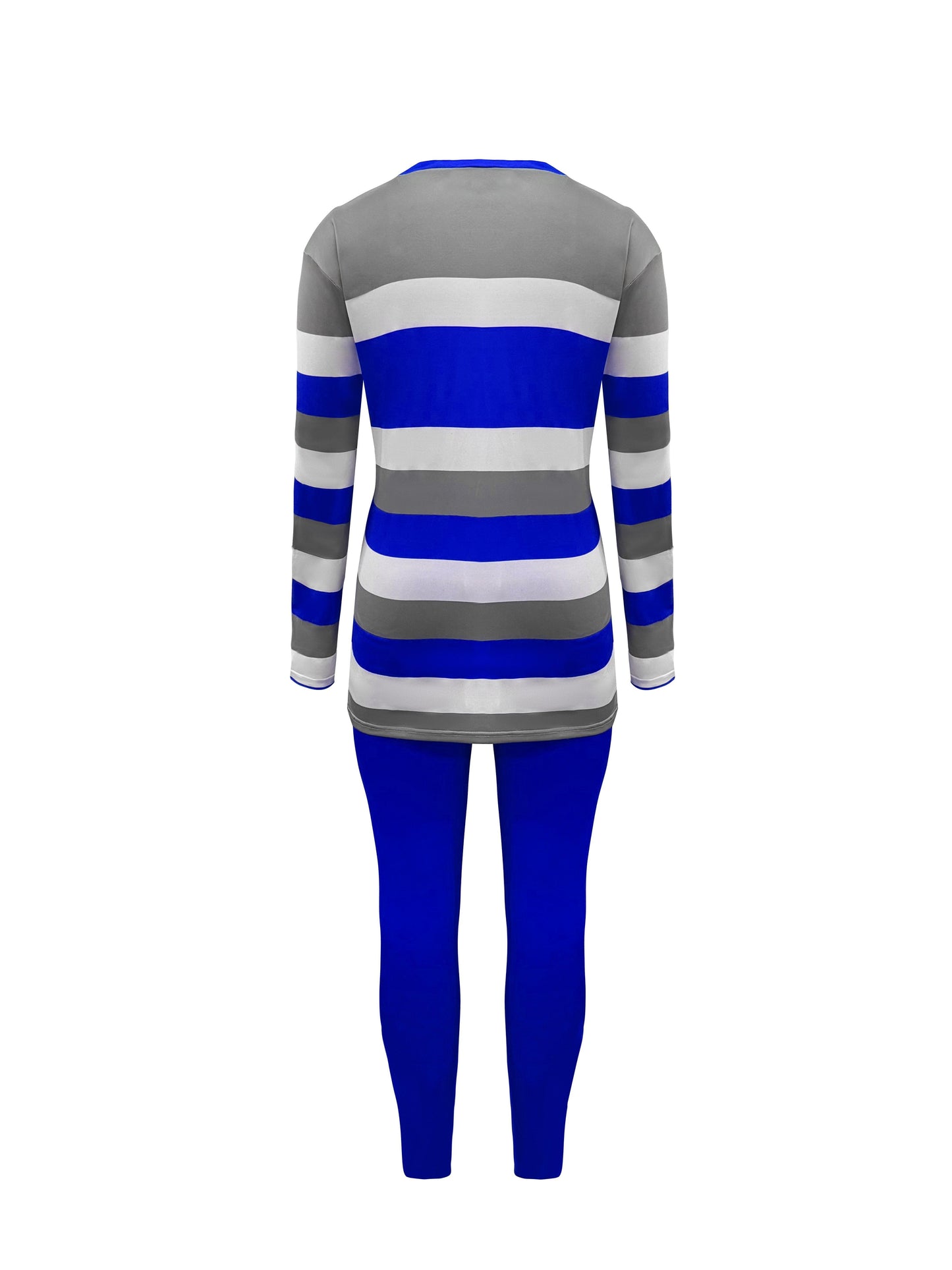 Women's Striped Long Sleeve Pants Set, Queen Letter Print, Pants with Pockets