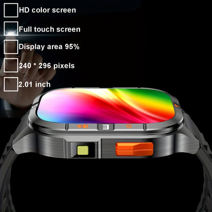 Coiusor new dual band GPS 2.01 "Men's and Women's sports smartwatch, equipped with LED flashlight, wireless call, sync information with mobile phone, with dual band GPS, compass, outdoor sports, waterproof, compatible with iP