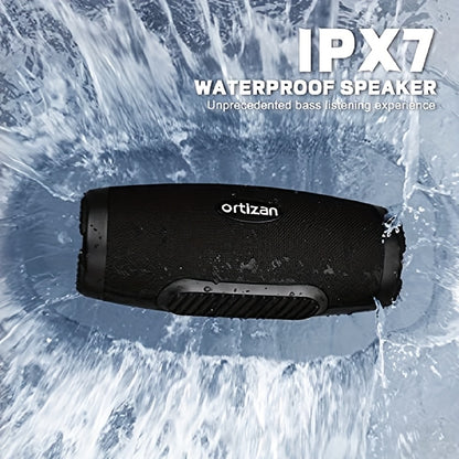 100W Ortizan Wireless Speaker - High-Quality Sound, Strong Bass, 12 Hours of Playtime, Portable Power Bank, Equalizer, USB, LED Lights, Multi-Room Sound, Surround Sound - Outdoor Loud Subwoofer Boombox for Parties, Camping, A