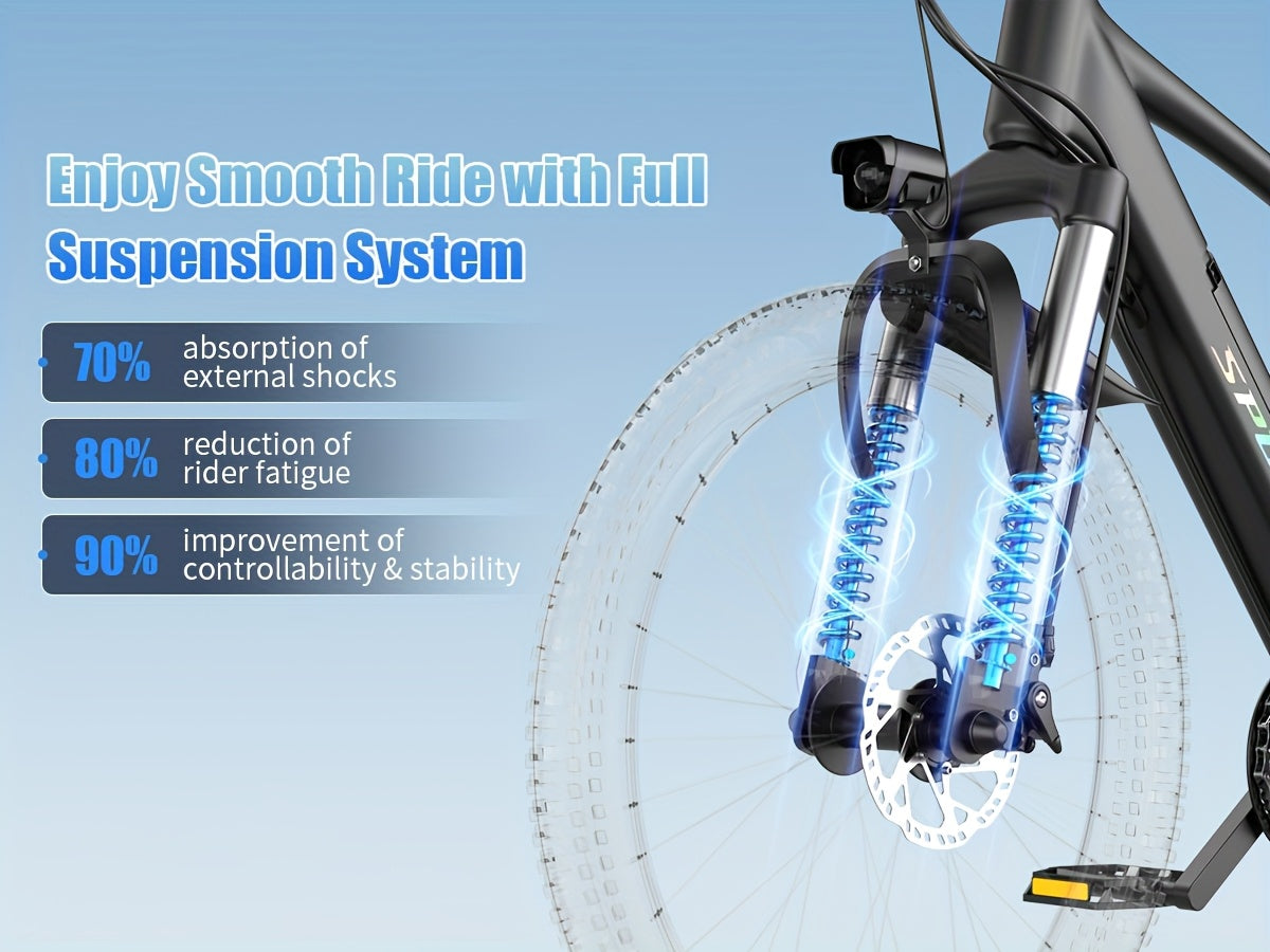Electric Bike For Adults, 749W Motor Peak Ebike, 480Wh Removable Battery E Bike, Max 45Miles 25MPH, 26" Electric Mountain Bike, 7-Speed & Front Suspension, Electric Bicycle For Commute