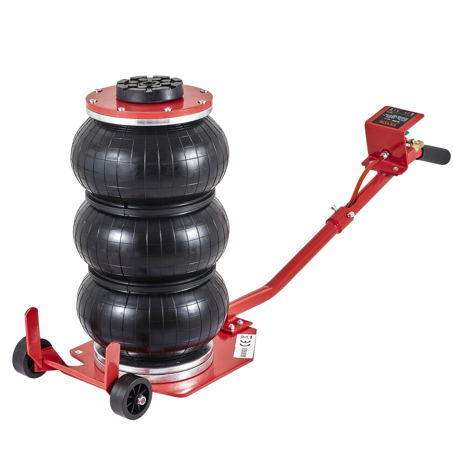 Happybuy Air Jack, 3 Ton/6600 Lbs Capacity, Triple Bag, Includes Six Steel Pipes, Elevates to 17.7 Inch/450mm, Quick 3-5 Second Lift, Pneumatic Jack with Extended Handles for Vehicle, Garage