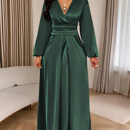 Women's Solid Color Simple Pleated Design Everyday Satin Dress, High-End Fashion Wedding, Engagement, Bridesmaid Dress, Evening Gown