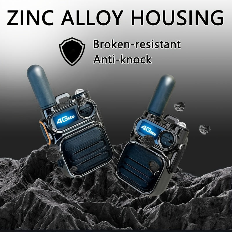 A set of 4 black global walkie-talkies for public use: 4G PoC walkie-talkies with powerful 4G signal, three types of lights that can be switched freely, easily covering 5000 kilometers, meeting the needs of home and professio