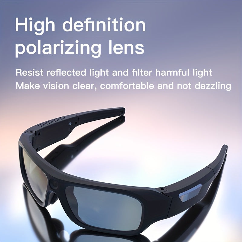4K Ultra Clear Smart Video Glasses, Wide-angle 120 °, 120 Minute Battery Life, USB Charging, Very Suitable For Cycling, Driving, Hiking, Traveling, Mountaineering, Exploration, Fishing Travel, Including 64GB Storage Card, Re