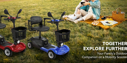 Heavy-Duty 4-Wheel Mobility Scooter For Seniors & Adults - 250W Motor, 14.9-Mile Range, 330LBS Load, 8" All-Terrain Solid Tires, Foldable Lightweight, Dual-Power Battery, Rearview Mirror, Indoor/Outdoor Use, Trunk Storage, Lo