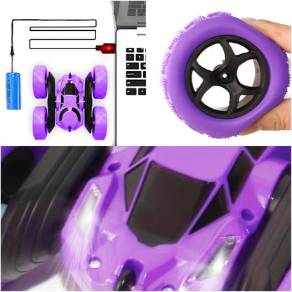 Remote Control Car, RC Toy Vehicle for Kids Ages 6-12 Years Old, 4WD Dual-Sided 360° Flip Stunt with 2.4GHz LED Lights and All-Terrain High Speed - Birthday Gift Idea or Holiday Present (Christmas Halloween Easter)