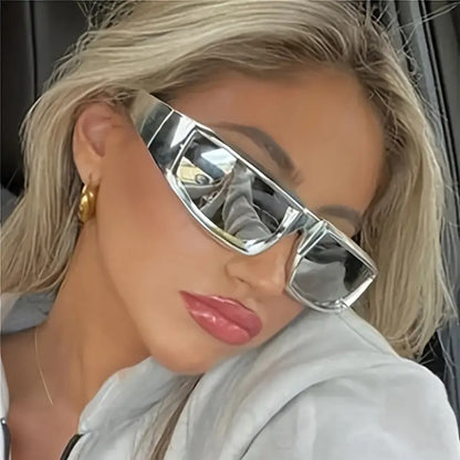 Y2k Fashion Glasses New Sports Glasses Silvery Mirror Women's Glasses