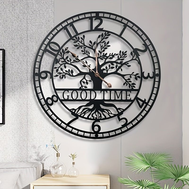 TOHOOYO Large Silent Non-Ticking Wall Clock - Modern Minimalist Large Face, Quartz Movement, Battery-Powered (AA Not Included) - for Living Room, Kitchen, Office, Bedroom - Elegant Home Decor Timepiece, Office Timepiece, Vint