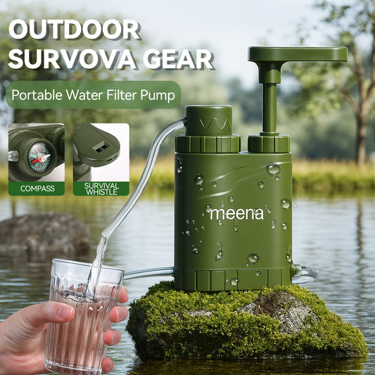 Portable Water Purifier Pump with Replaceable Carbon 0.01 Micron Water Filter, 4 Filter Stages, Portable Outdoor Emergency And Survival Gear - Camping, Hiking, Backpacking, Best for Christmas