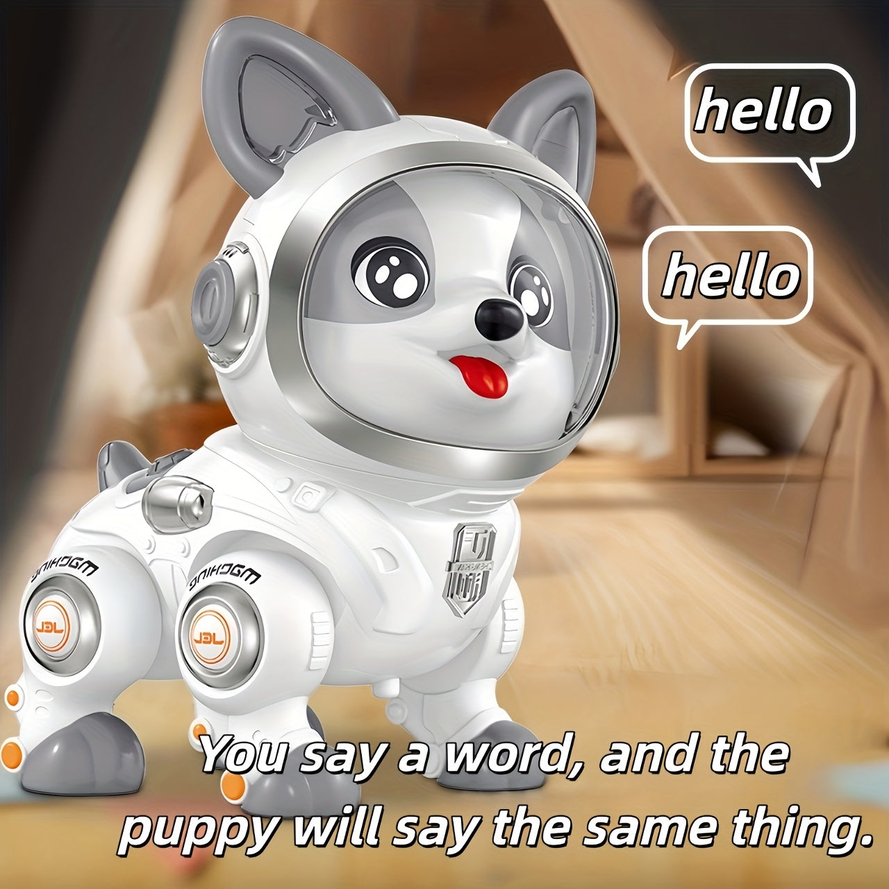 Interactive Robot Dog Toy - Automatic Obstacle Detection, Astronaut Helmet Shape, Expressive Eyes And Tongue, Durable ABS Material, Moves Like A Real Pet - Perfect Gift for Children's Birthdays, Halloween, Or Christmas, Fun L