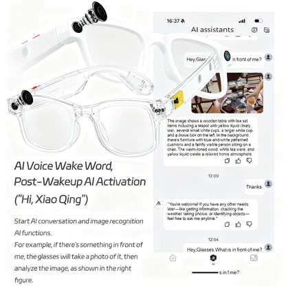 2025 Real-Time Translation Smart Glasses with 160 Language, 4K Video Recording & Wireless Calling - Magnetic Fast-Charging Wireless Eyewear for Travel, Business, Smart Device Compatibility (-)