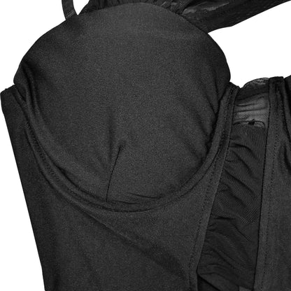 LUCKFOX Women's Solid Color Mesh Dress, Hollow Bandage Design, Slim Dress, Elegant and Sexy Dinner Party Style