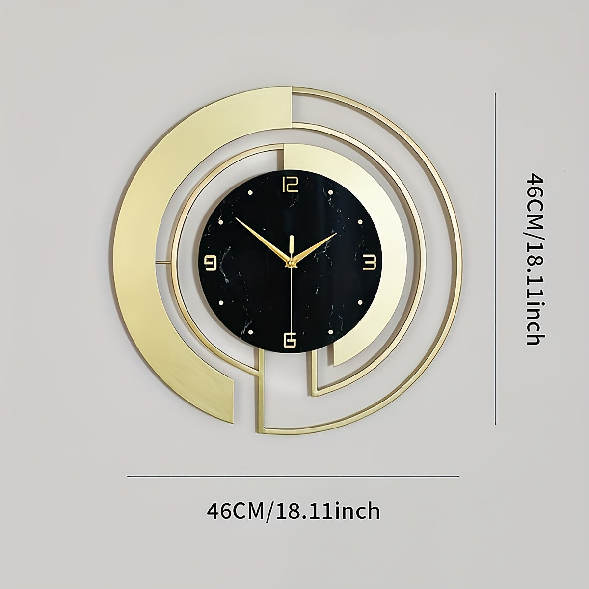 Creative Geometric Metal Wall Clock, Silent Art Decor for Living Room and Bedroom, Battery-Powered, Round Shape, AA Battery Required (Not Included) - Mi-Yi, Wall Clock Living Room