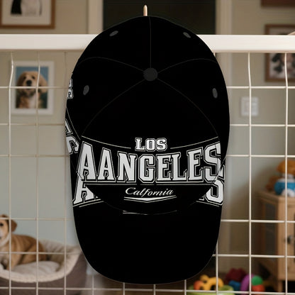 1pc 2D Los Angeles Bold Print Snapback Baseball Cap - Lightweight Adjustable Polyester Hat with Full-Body Design, Great for Outdoor Running, Sports & Casual Street Style.,  Funky Design, Urban Fashion, Comfortable Fit, Street