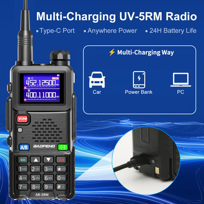 2Pack BAOFENG 5RM 10W Ham Radio Handheld Long Range, (4pcs Batteries) Portable Two Way Radio, 999CH, Frequency Copy, NOAA Weather, Walkie Talkie For Adults With Speaker Mic, Programming Cable For Business Bank Office