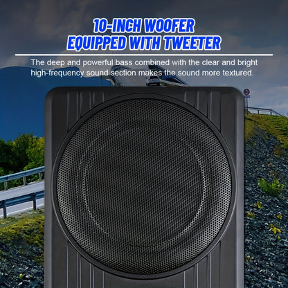 [Car Subwoofer] 105C 1500W 10-Inch Car Subwoofer with High Power And High-Fidelity Sound, Ultra-Thin Body, Includes Wired Control And Installation Parts, Without Battery