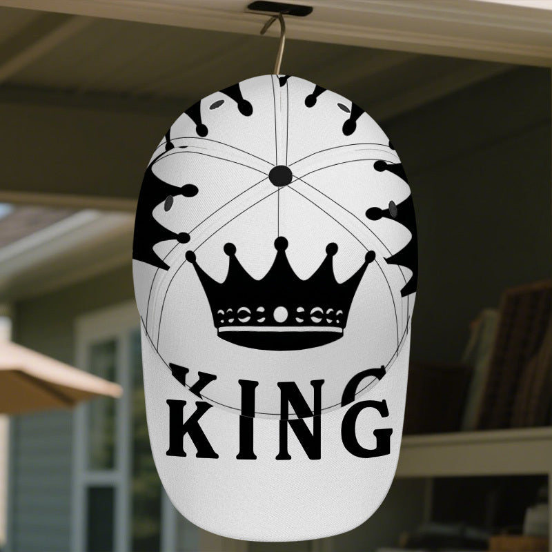 1pc Adjustable Snapback Baseball Cap with Crowned King Emblem - Black Polyester Hat for Men, Street Fashion & Sports, Ideal for Running, Halloween, Thanksgiving, Christmas, Street Fashion Accessory | Funky Style Cap | Durable