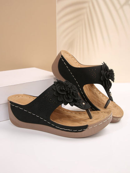 Women's Large Size White Faux Cover Slip- Mule - Breathable Arch & Cushioned Insole, Elegant Floral-Adorned Upper with Hand-Stitched Design, Lightweight PU Cover Mid-Heel Comfortable Casual to Formal Shoes for Beach, Office,