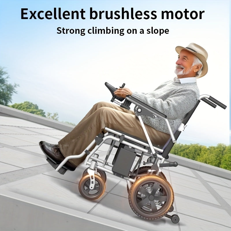 Load Capacity 350 Pounds, Frame 16.8kg, 15-17 Miles Long Battery Life Upgrade Smart Electric Wheelchair, Adult Electric Wheelchair Scooter, Light Step Folding, Put Into The Trunk, Removable Lithium Battery, Suitable For Trave