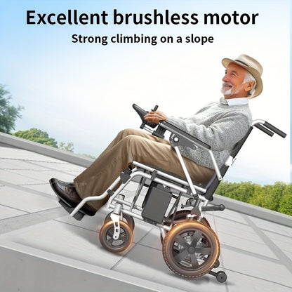 Load Capacity 350 Pounds, Frame 16.8kg, 15-17 Miles Long Battery Life Upgrade Smart Electric Wheelchair, Adult Electric Wheelchair Scooter, Light Step Folding, Put Into The Trunk, Removable Lithium Battery, Suitable For Trave