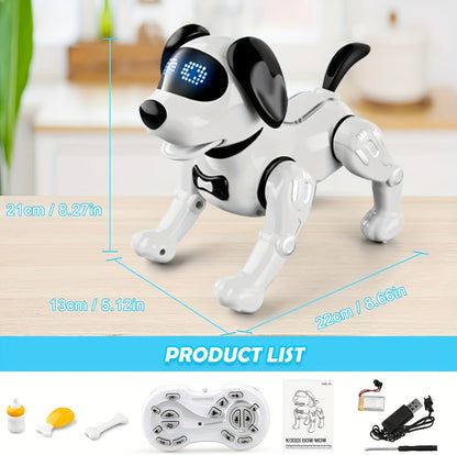 1pc Interactive RC Robot Dog Toy with Remote Control, Programmable Stunt Robot Dog, Infrared Sensor, USB-Rechargeable, LED Eyes & Sound, for Indoor/Outdoor Play, Birthday Party, Home Decoration - Ideal Gift for Adults & Famil