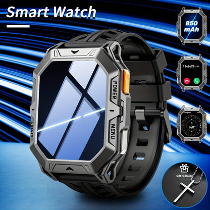 LIGE Smartwatch for men, IPX8 High Quality, 2.13-inch AMOLED screen, 100+ Sport mode, wireless call, Weather Display, 850mAh battery, 100 days of battery life, Sports Watch for iPhone and Android, black/grey