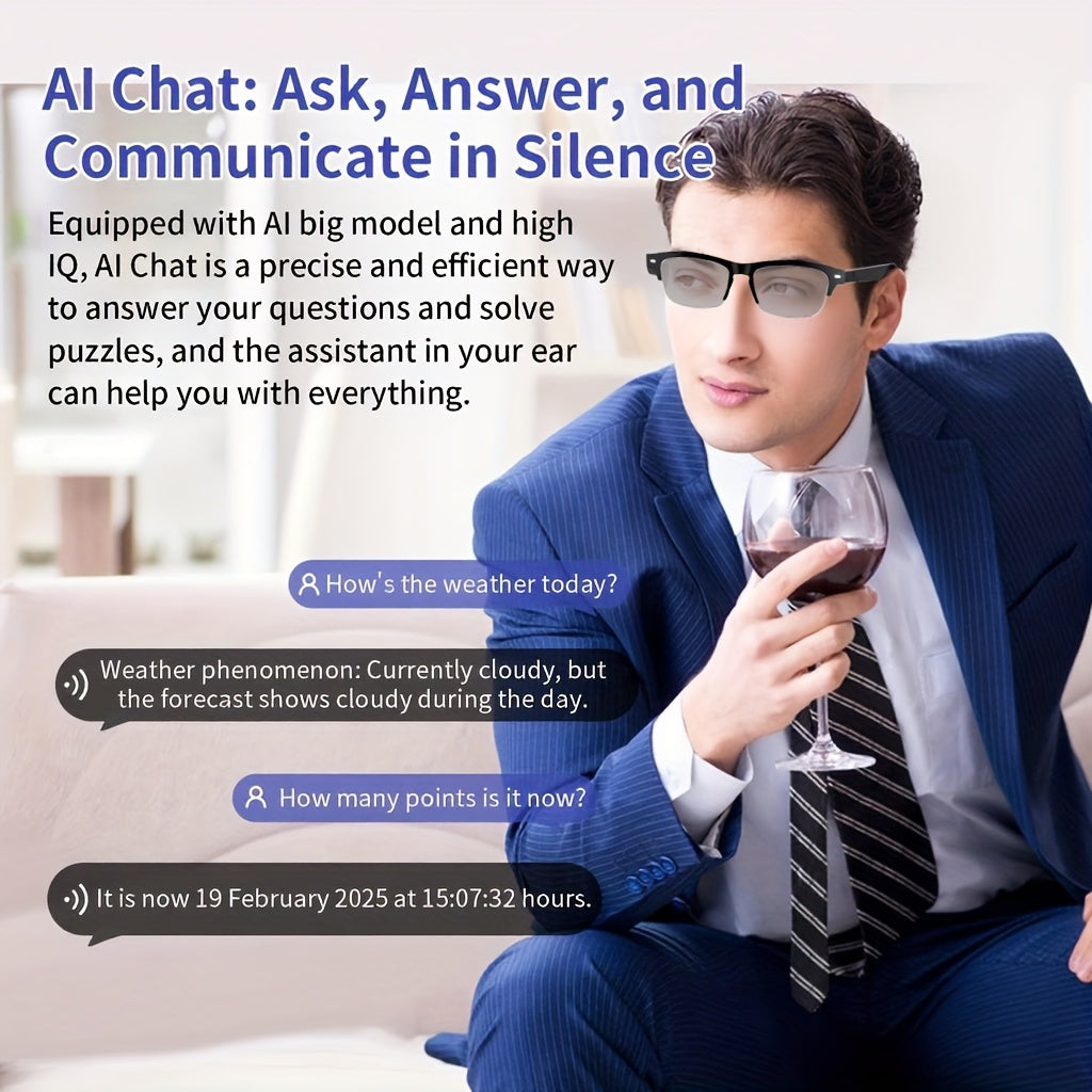 AI Smart Glasses with 160 Languages Real Time Translation Support, Chat GPT System, Multi-functional Audio Glasses for Men And Women, Built-in Microphone And Speaker, Calls Music Playback And Hands-Free Calling, Physical Colo
