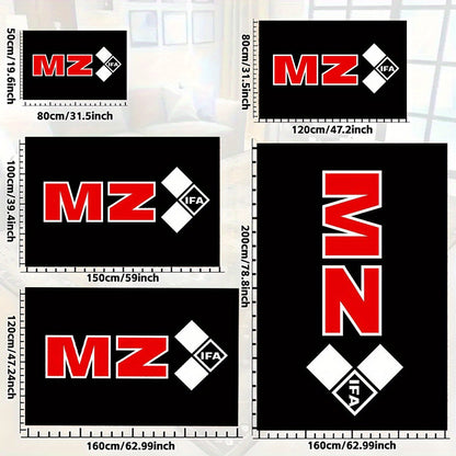 Extra Large Modern Black & Red MZ Lettering Area Mat - Heavy-Duty Non-Slip Backing, Machine Washable Mat for Living Room, Bedroom, Office - Red & White Bold MZ Lettering