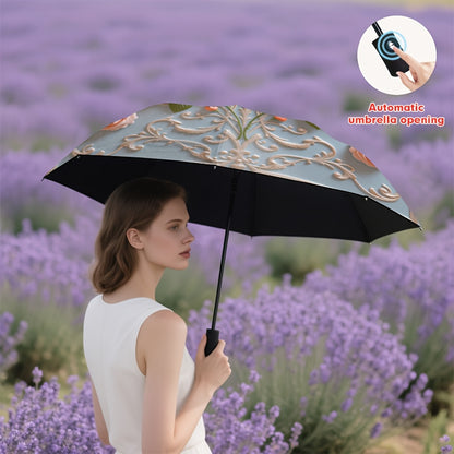 1pc Automatic Open/Close Umbrella with Self-Opening/ Closing Button, 8-Rib Sturdy Frame, Lightweight Compact Folding Travel Umbrella for Men & Women, Windproof Portable Automatic Brella with Auto Open/Close, One-Touch Operati