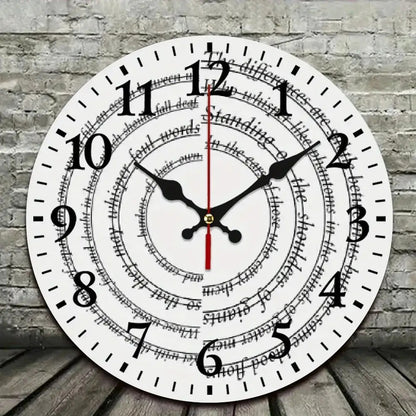 Silent Mechanical Quartz Wall Clock, Roman Numerals and Red Hands- Large Black and White Dial, Black Hands, Golden Center, Artificial Wood Round Clock, Suitable for Living Room, Kitchen, Dormitory- Manual Alarm Clock(AA Batte