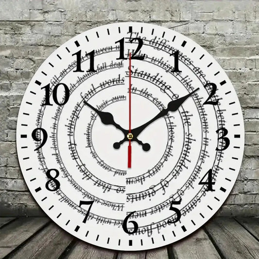 Silent Mechanical Quartz Wall Clock, Roman Numerals and Red Hands- Large Black and White Dial, Black Hands, Golden Center, Artificial Wood Round Clock, Suitable for Living Room, Kitchen, Dormitory- Manual Alarm Clock(AA Batte