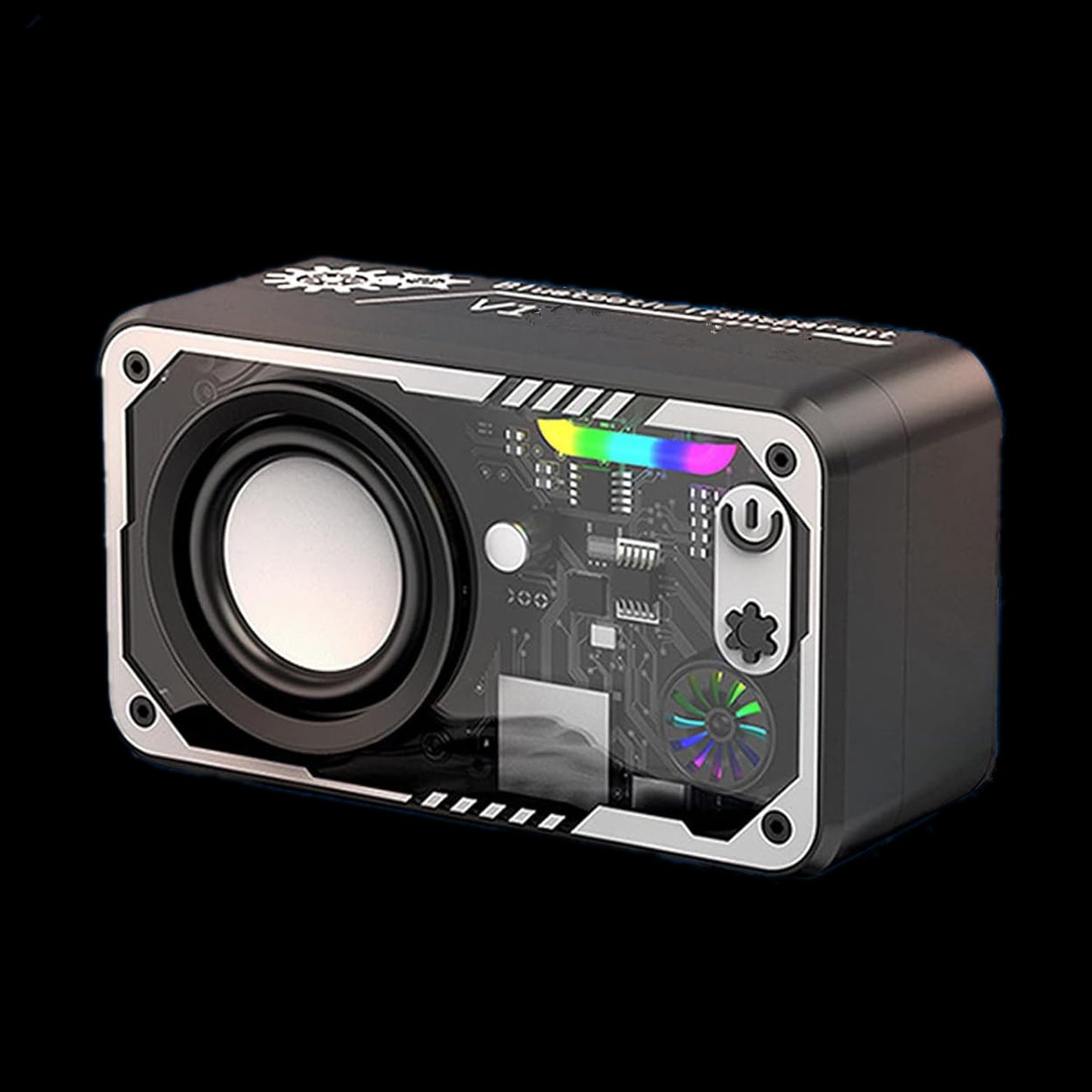 New Transparent LED Mini Machine Wind Speaker, RGB Seven Color Light Effect Speaker, 5W Portable Small Bluetooth Speaker Shock Sound Super Long Standby Support TF Card, Bluetooth Connection Function, Creative Gifts, Holiday G