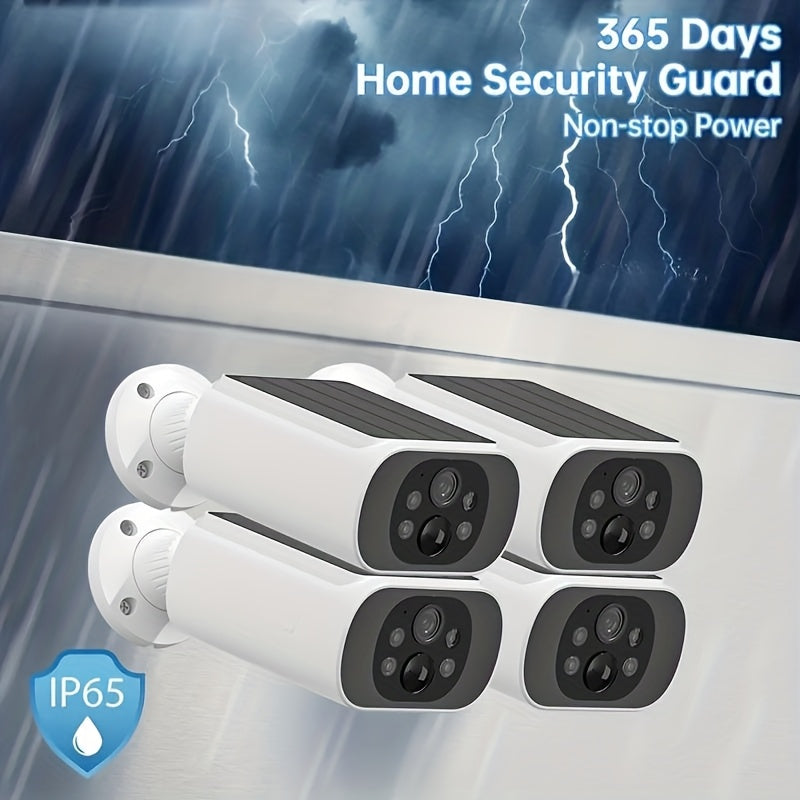 4MP Solar-Powered Wireless Outdoor Camera, 2.4GHz WiFi Security Surveillance with Solar Panel, 3 Night Vision Modes, Human Detection, High Quality, Two-Way Audio & Alexa Support